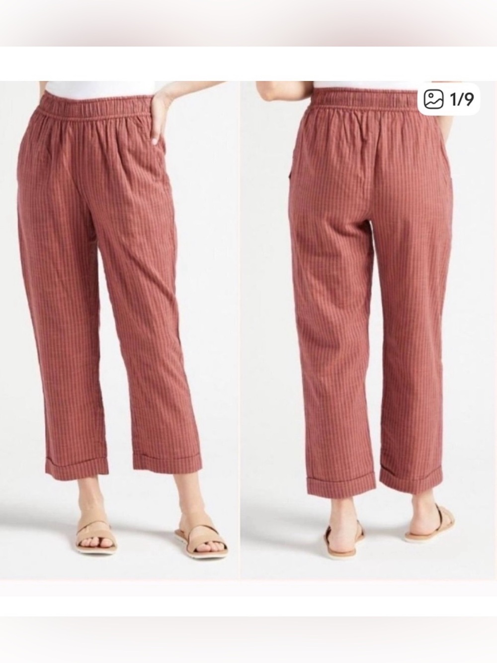 NWT Sundry x Evereve Red Striped Cotton Ankle Pants
